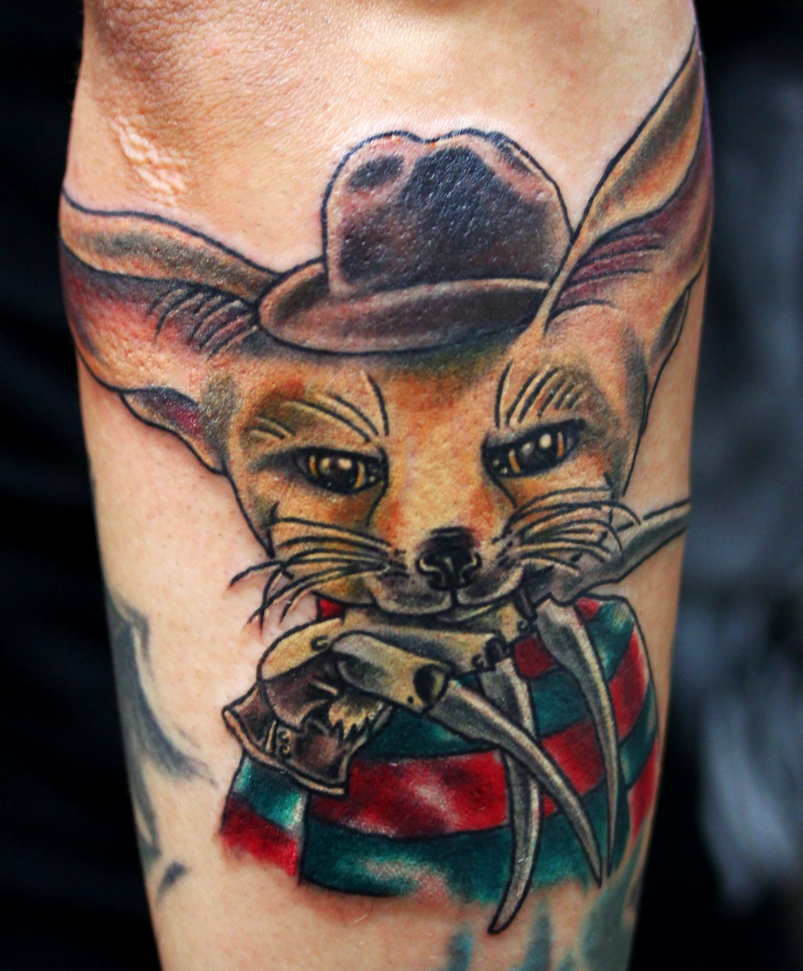 Fancy Fennec Fox and Filagree collab tattoo with Dave Barton by Kelly Doty  TattooNOW