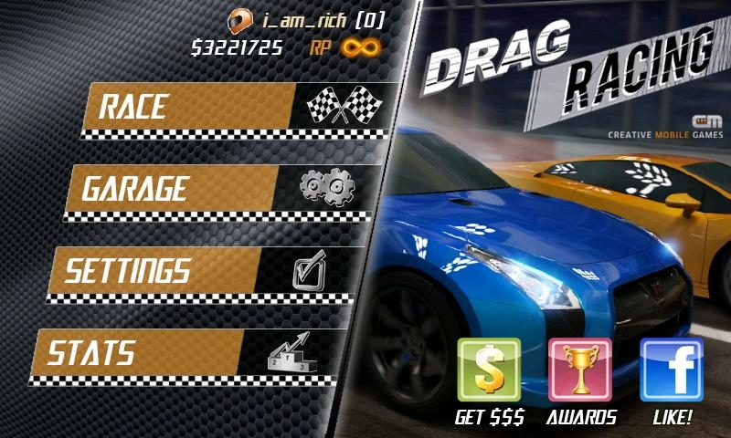 Drag Racing Android Game Homescreen