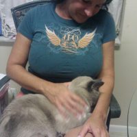 My mom petting Falcore