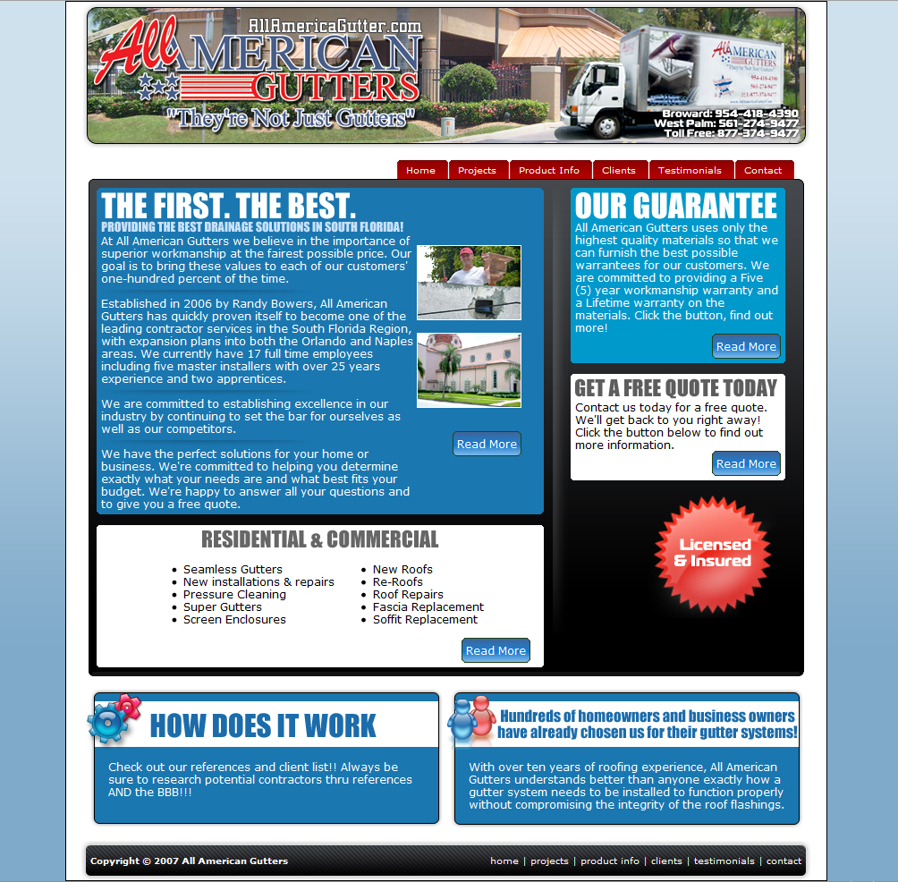 All American Gutters Website Designed by Dro Simoes at allamericagutter.com