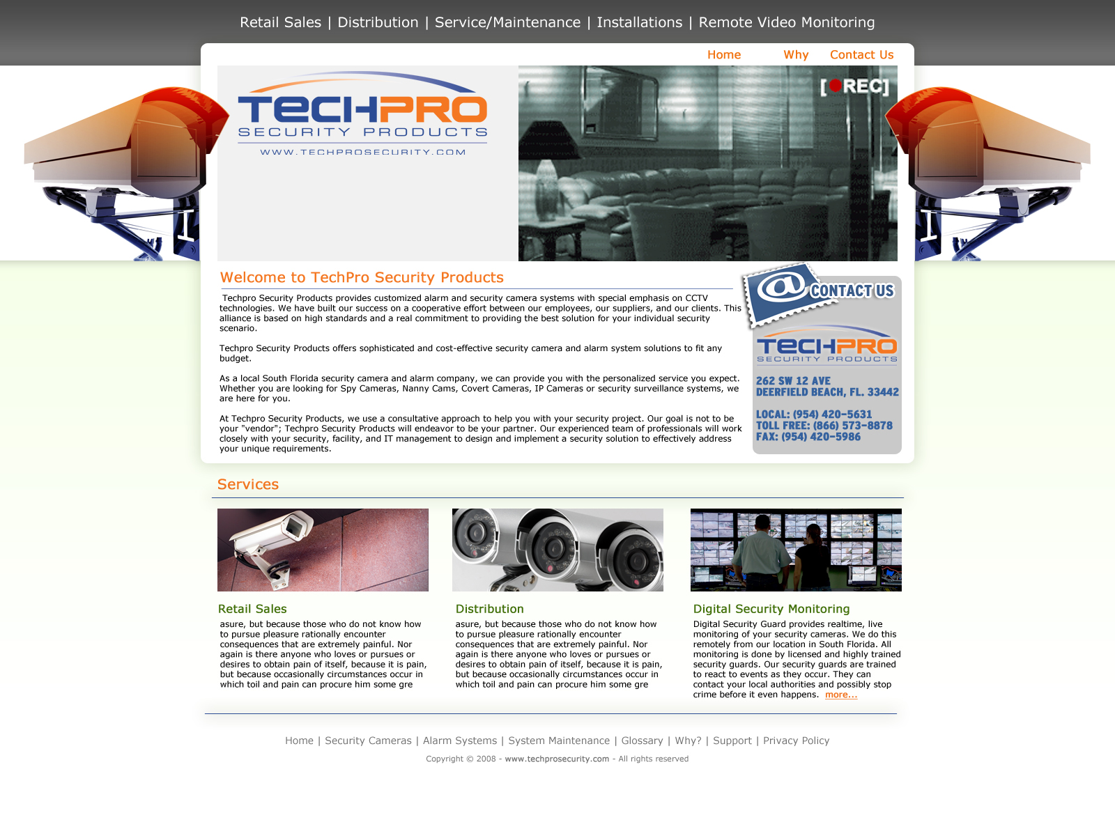 Screen Shot of TechProSecurity.com Designed by Dro Simoes